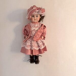 Vintage Porcelain Doll with Accessories and Case